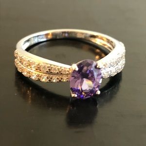 Purple Sterling Silver CZ ring size 9